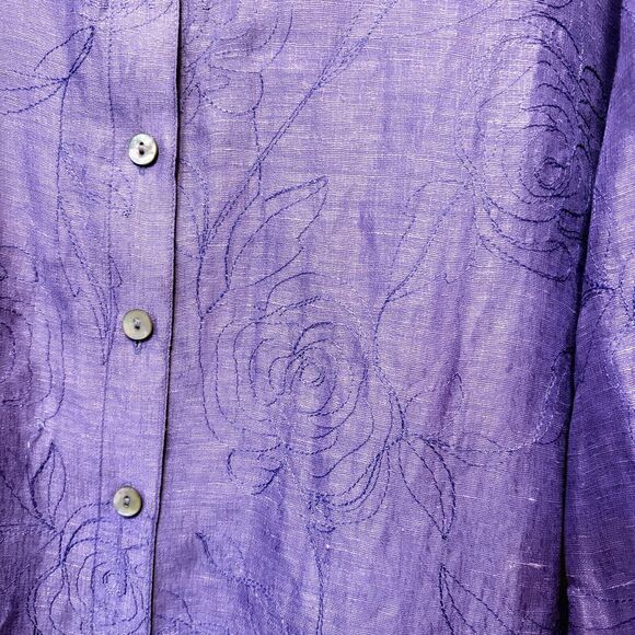 French Laundry Woman Purple Linen Silk Blend Button Up BlousePlus Size 2X - Picture 16 of 16